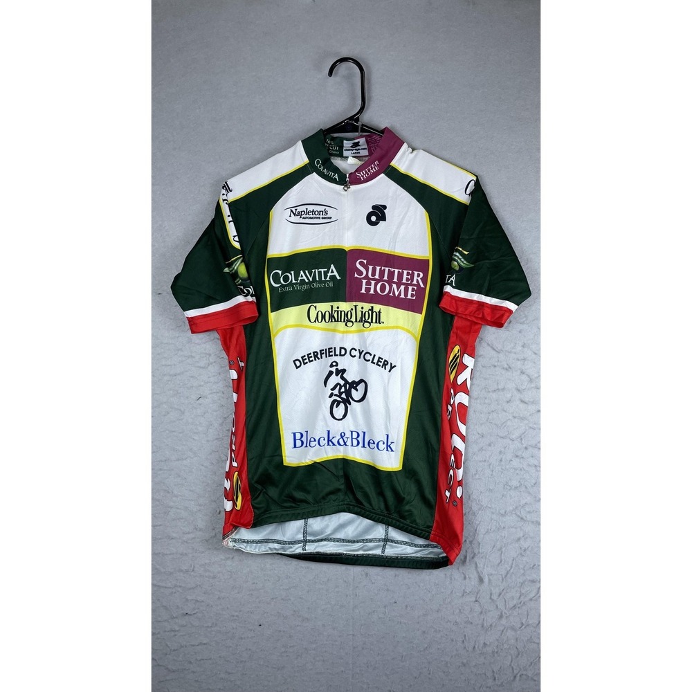 Champion System‎ Colavita Cycling Jersey Mens Large Green 1/4 Zip Bike Shirt